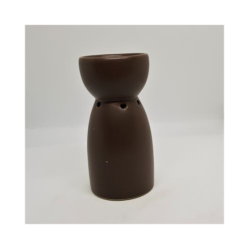 brown ceramic matt finish oil burner one piece view of the front