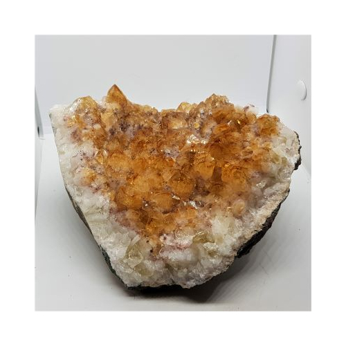 large heat treated citrine bed 1 side view