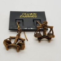 zodiac earrings bronze effect scales for Libra