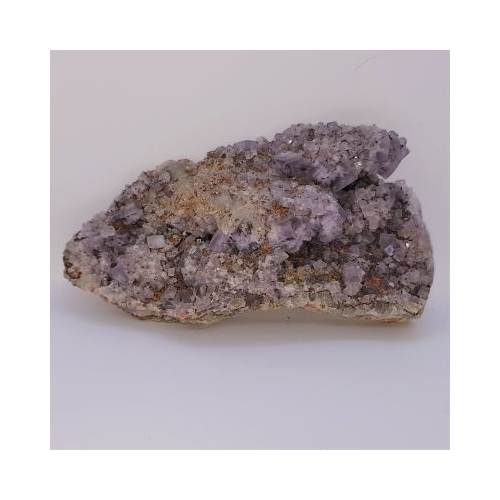natural purple and clear fluorite cluster on matrix 1 with flash