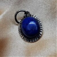 lapis lazuli on silver mini pendant close up