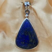 teardrop shaped lapis lazuli in silver pendant