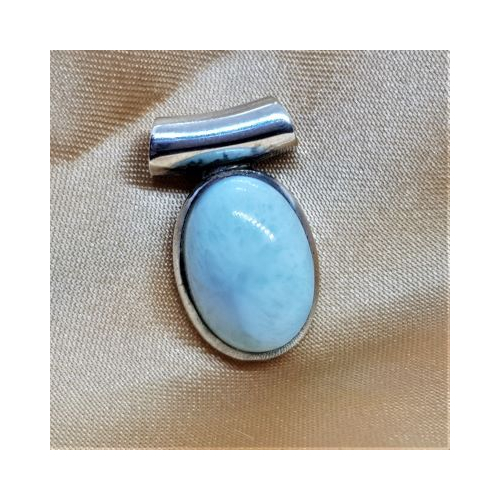 oval larimar in silver pendant