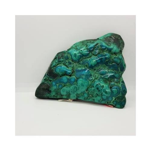malachite and chrysocolla large double sided plate 1 part polished reverse side