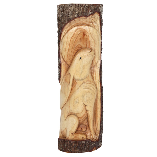 moon gazing hare wood carving