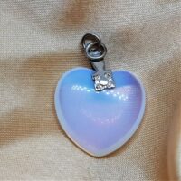 opalite heart on silver loop