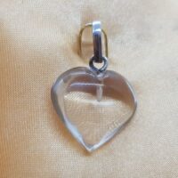 clear quartz small heart on silver loop