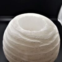 patterned ball shaped selenite t-lite holder 1 top view