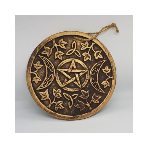 triple moon wall plaque gold and black finish