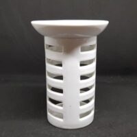 white ceramic slatted design oil burner front view