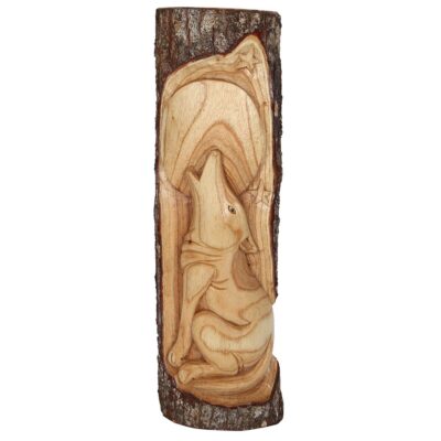 howling wolf wood carving