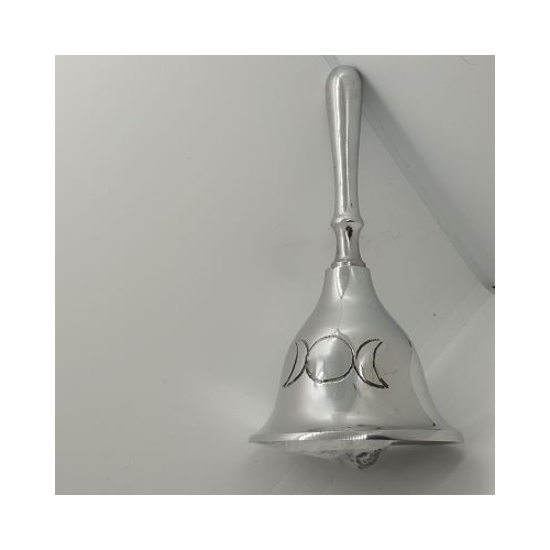 triple moon silver coloured hand bell