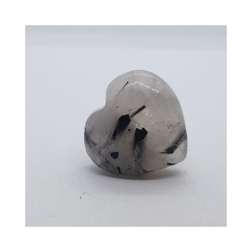 small black tourmaline in quartz puff heart