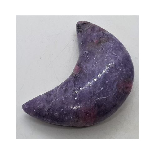 lepidolite and pink tourmaline moon shape