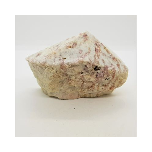 part polished pink tourmaline in quartz point