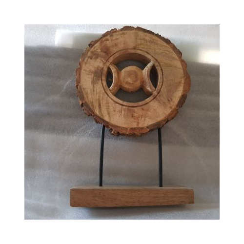 triple moon wooden stand ornament
