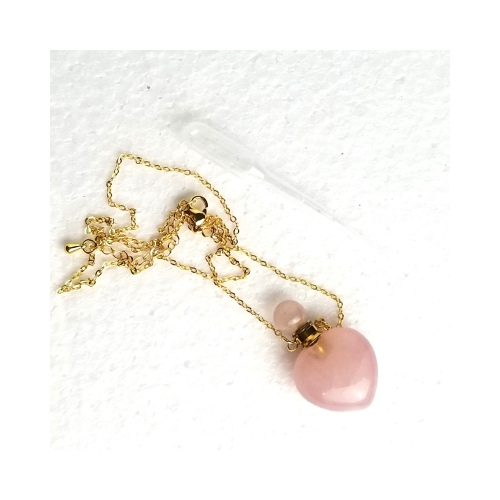 Rose quartz perfume necklace